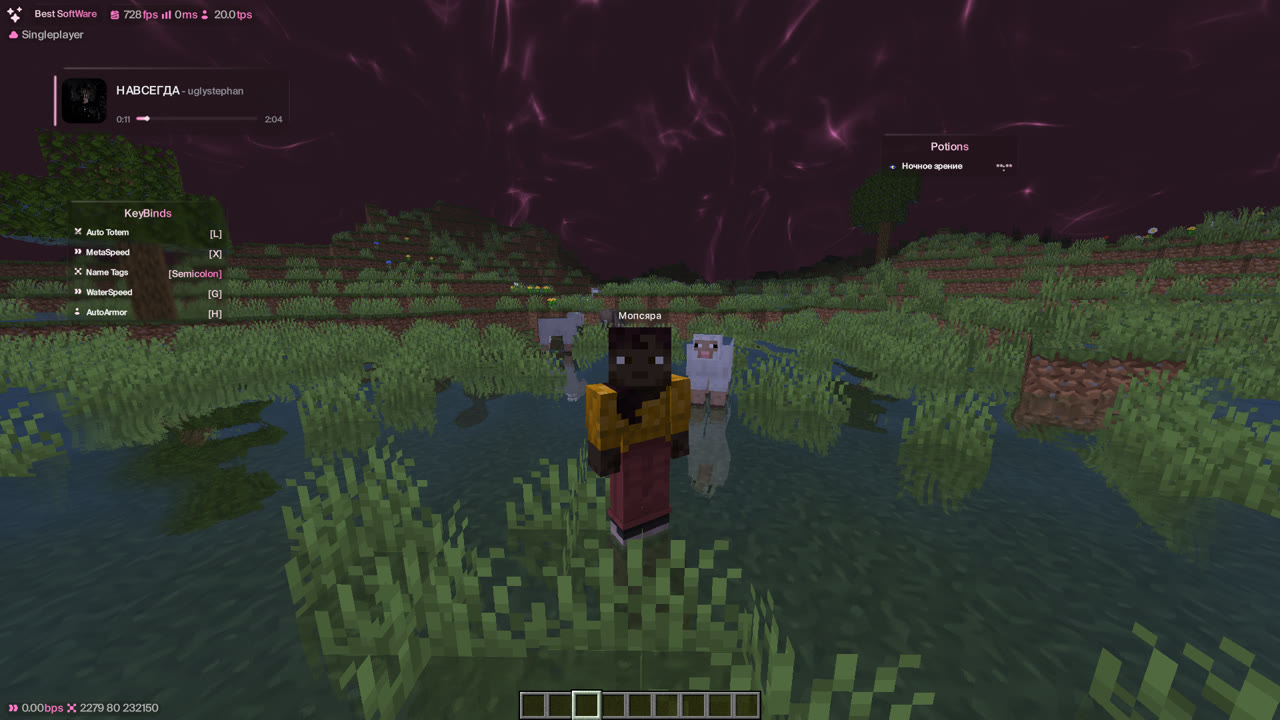 Minecraft purple sky visual